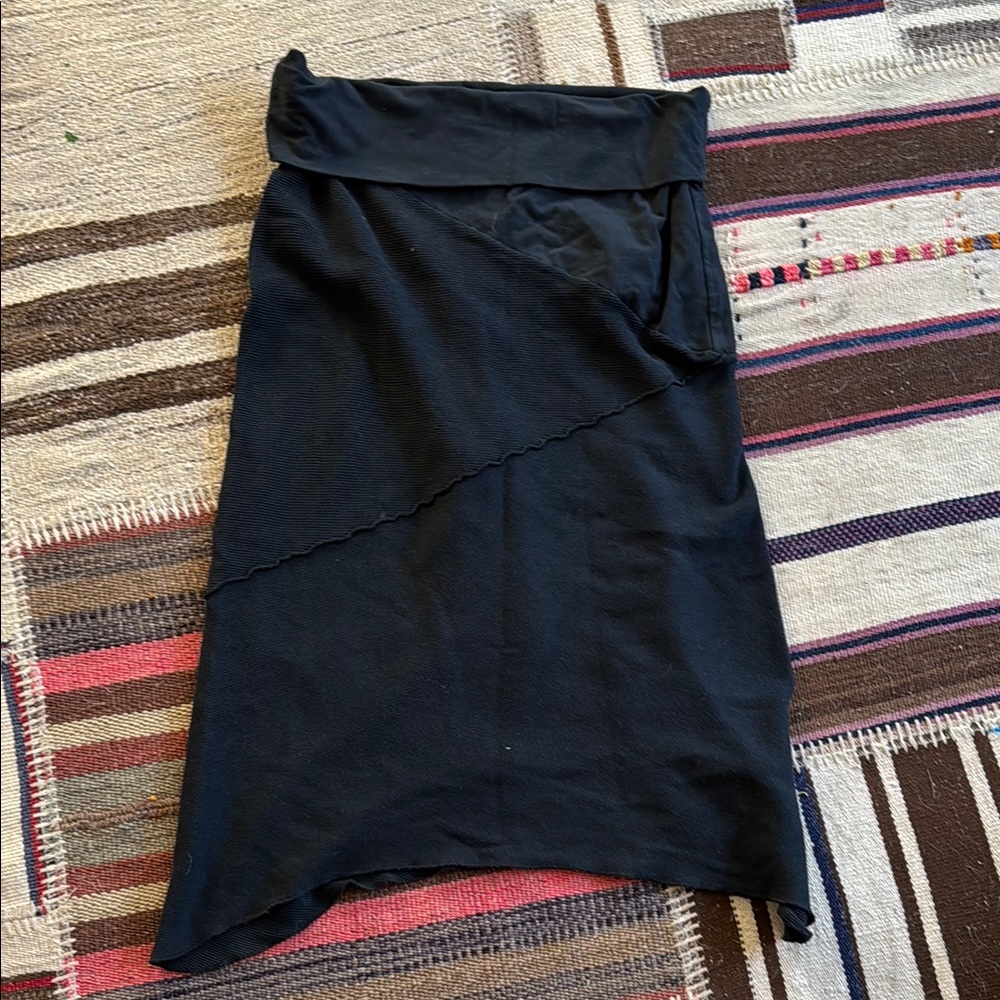 Black Women's Fold-Over Waist Maxi Skirt